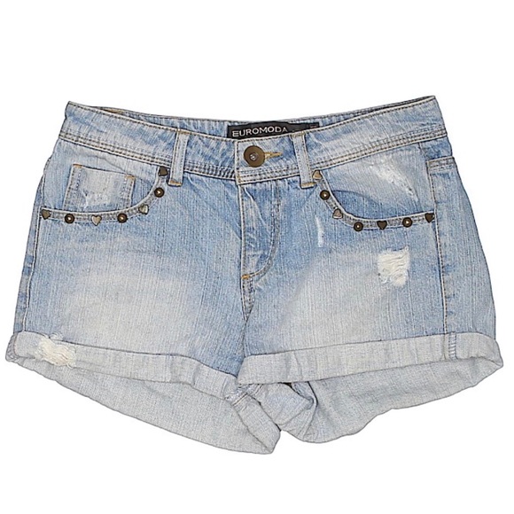 Euromoda Distressed Denim Jean Shorts size 26 - Picture 1 of 2